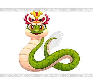 Chinese lunar New Year snake in dragon mask - vector image