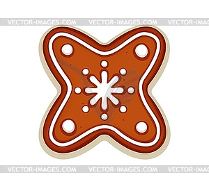 Gingerbread Christmas font type, cookie star sign - vector clip art