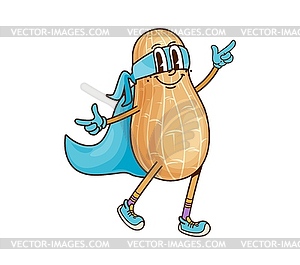 Groovy superhero peanut bean with funky vibe - vector image