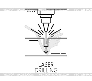 Значок технологической линии лазерного сверления металлоконструкций - векторное изображение EPS