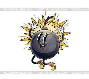 Groovy bomb character features an explosive burst - vector clip art