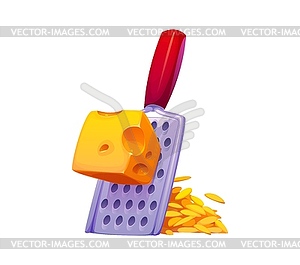 Cheese grater, food cooking, preparation process - vector clipart