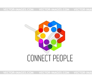 Community or teamwork connect people together icon - vector image