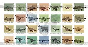 8 bit pixel art prehistoric dinosaurs and lizards - vector clipart