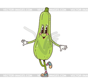 Cartoon groovy zucchini vegetable character - vector clip art