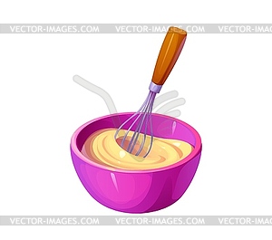 Whisk and cream whipping, food cooking process - stock vector clipart