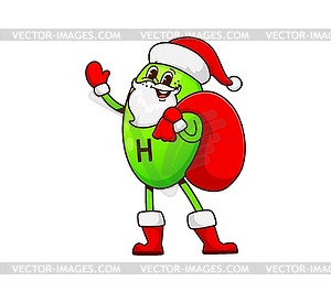 Christmas groovy vitamin H cartoon Santa character - vector image