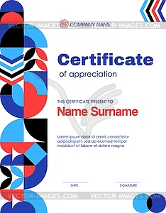 Certificate of appreciation template with pattern - vector clip art