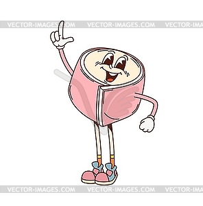 Cartoon retro groovy Japanese namagashi dessert - vector image