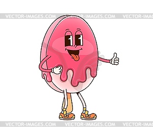 Groovy ice cream character with cheeky smile - vector image