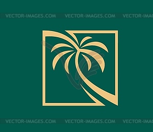 Tropical summer palm beach tree icon for resort - vector image