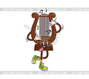 Cartoon lira groovy musical instrument character - vector clipart