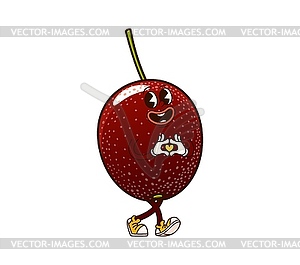 Cartoon groovy passion fruit, funny character - vector image