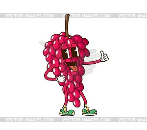 Cartoon retro groovy grape fruit funky character - vector image