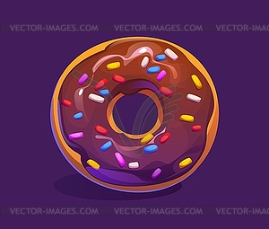 Cartoon donut, cafe sweet dessert - vector image