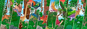 Prehistoric dinosaurs reptiles characters collage - vector image