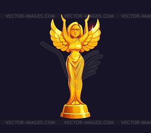 Cartoon golden victory figurine award or statuette - vector image