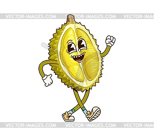 Groovy tropical durian cheerful fruit character - vector clipart