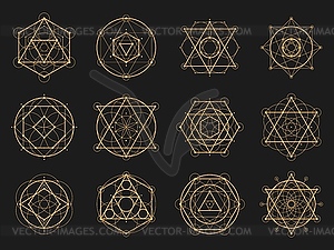 Sacred esoteric geometry symmetrical signs set - vector image