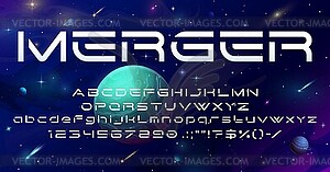 Futuristic space typeface, galaxy alphabet font - vector clip art