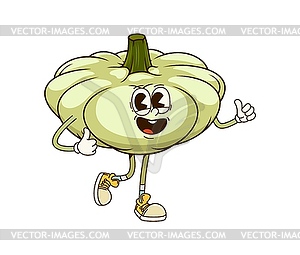 Groovy squash pumpkin happy vegetable character - vector image