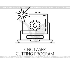 Laser cutting program manufacture line icon - vector image