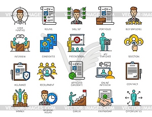 Job search and recruitment color line icons - vector clipart