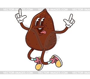 Funny groovy truffle character cheerfully dancing - vector clip art