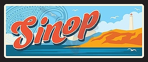 Sinop Turkey province retro travel plate - vector image