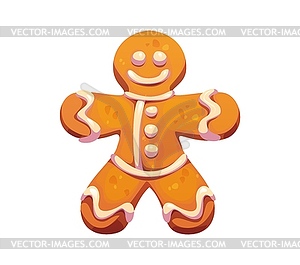 Cartoon gingerbread man Christmas holiday cookie - vector image