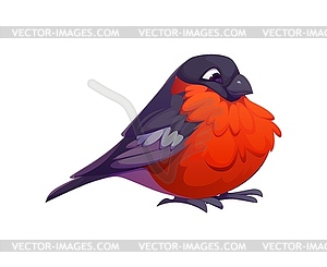 Cartoon bullfinch Christmas animal bird character - vector image