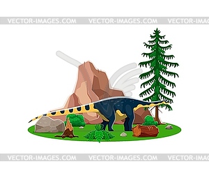 Cartoon dinosaur, prehistoric lizard Magyarosaurus - vector clipart