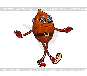 Cartoon Christmas peanut nut groovy character - vector image
