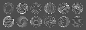 Line round spiral shape concentric geometric swirl - vector clipart