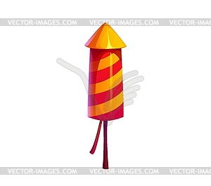 Red and yellow striped firework Chinese rocket - vector clipart