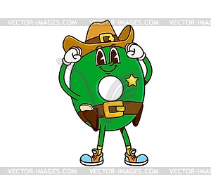 Groovy number 0 cowboy sheriff cartoon character - vector clip art