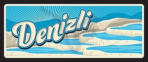 Denizli province district metal travel plate - vector image