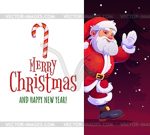 Christmas Santa character, holiday greeting banner - vector image