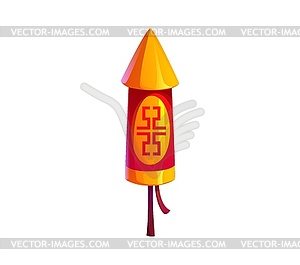 Bright firework rocket with Chinese symbol - vector image