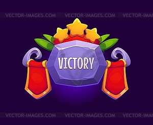 Game victory award, UI reward badge for level win - vector clipart