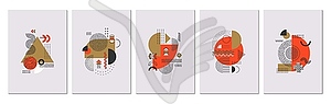 Абстрактные современные плакаты Мемфиса с геометрическим рисунком - рисунок в векторе