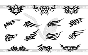 Y2k tribal neo gothic tattoo patterns set - vector clipart