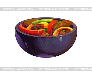 Mexican fajitas, stir fried dish with bell peppers - vector clipart