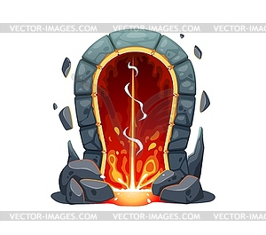 Magic portal door, fantasy fairytale game teleport - vector image