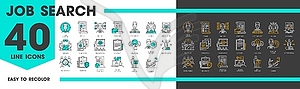 Job search line icons, recruitment or head hunting - vector image