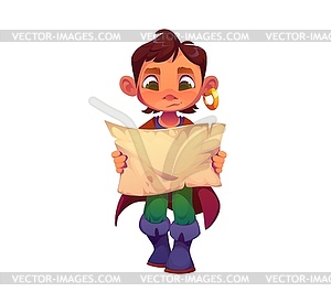 Kid corsair pirate character, party costume - vector image