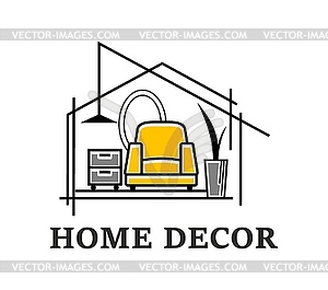 Interior design and home decor furniture icon - vector clipart
