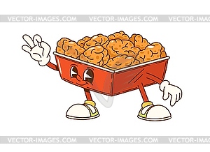 Cartoon groovy box of chicken nuggets character - vector image