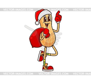 Christmas peanut nut character wearing Santa hat - vector image