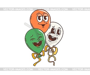 Cartoon groovy balloons, Saint Patrick day holiday - vector image
